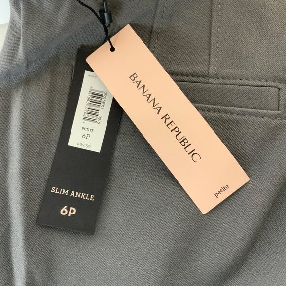 Banana Republic Sloan Petite Slim Ankle Pants 6P Gray Stretch Career NEW - Picture 5 of 9